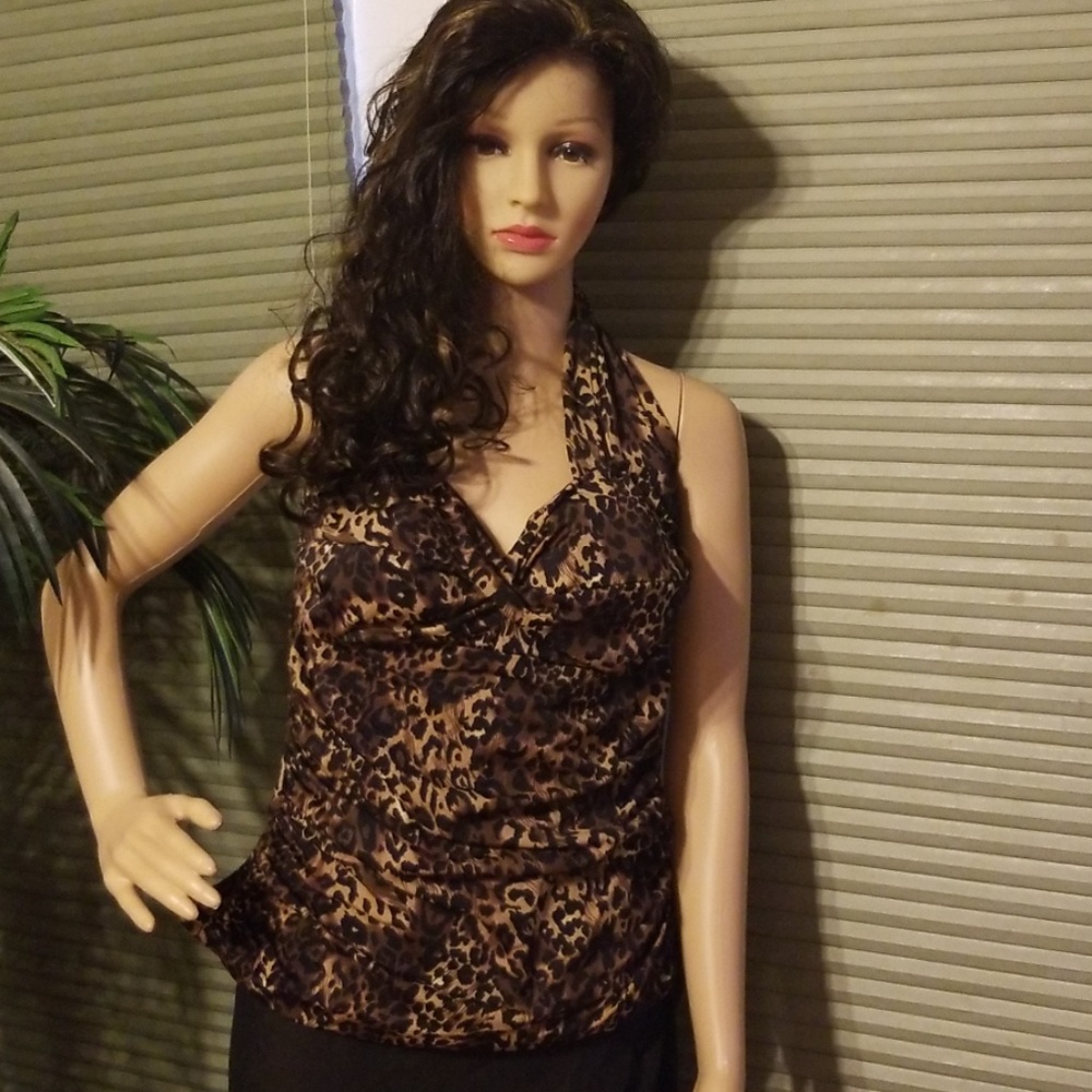 NWOT White Stag leopard print tankini top sz XL